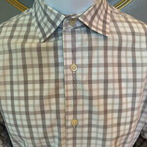 Banana Republic Gray Check Dress Shirt Size M